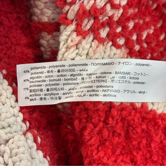 Zara Jacquard Sweater Red Pink Medium - Picture 7 of 8